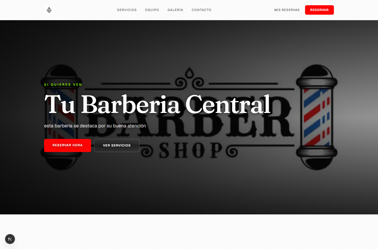 Página web pública de un negocio creada con el sistema